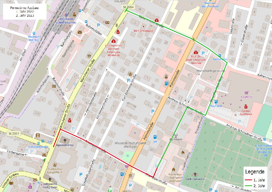 Stadtplan Weilheim Fernwärme Mitte